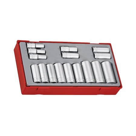 Teng Tools TT3816 - 16 Piece 3/8" Drive Deep Metric Socket Set 7 TT3816
